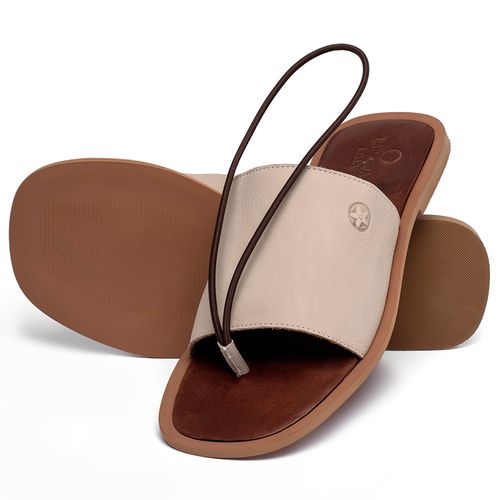 Sandália Rasteira   Flat em Couro Nude - Codigo - 157031