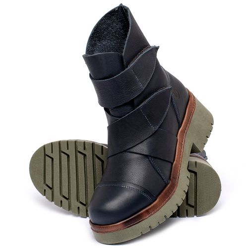 Bota   Cano Médio Salto de 4 cm em Couro Marinho - Codigo - 153031