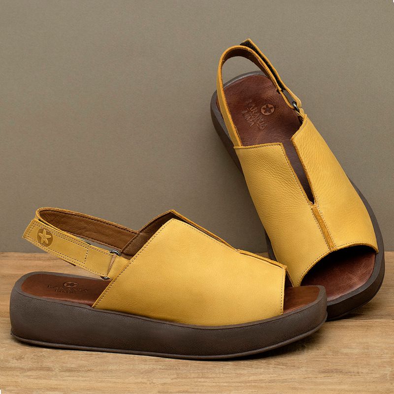 Laranja_Lima_Shoes_Sapatos_Femininos__-Sandalia---Boho-Salto-de-4-cm-em-Couro-Amarelo---Codigo---3917_3