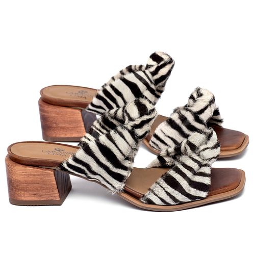 Sandália   Laranja Lima Shoes Classic Salto de 4 cm em Couro Animal Print - Codigo - 9640