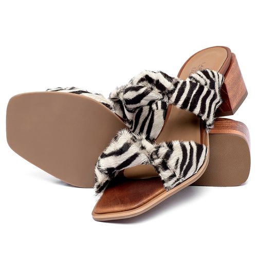 Sandália   Laranja Lima Shoes Classic Salto de 4 cm em Couro Animal Print - Codigo - 9640