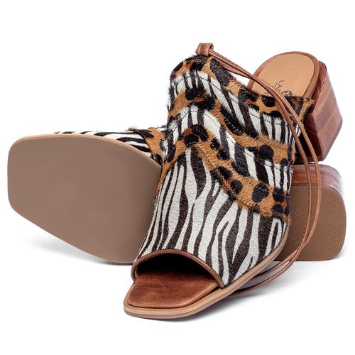 Sandália   Laranja Lima Shoes Classic Salto de 4 cm em Couro Animal Print - Codigo - 9644