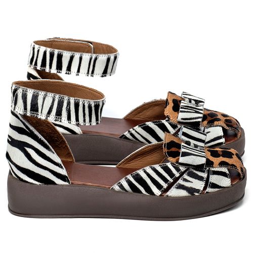 Sandália   Boho Salto de 4 cm em Couro Animal Print - Codigo - 157035