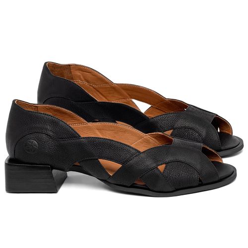 Sandália   Laranja Lima Shoes Classic Salto de 4 cm em Couro Preto - Codigo - 157051