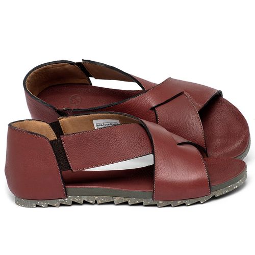Sandália Rasteira   Flat em Couro Vermelho - Codigo - 158018