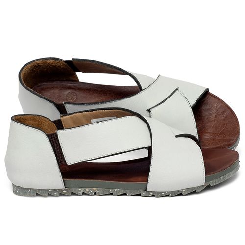 Sandália Rasteira   Flat em Couro Off-White - Codigo - 158018