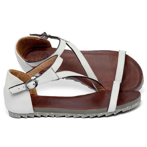 Sandália Rasteira   Flat em Couro Off-White - Codigo - 158019