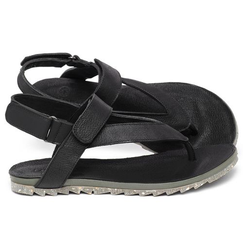 Sandália Rasteira   Flat em Couro Preto - Codigo - 158020