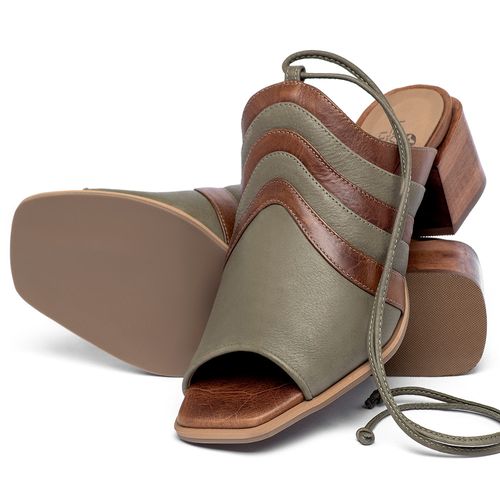 Sandália   Laranja Lima Shoes Classic Salto de 5 cm em Couro Musgo - Codigo - 9643