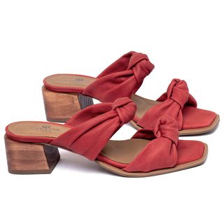 Sandália   Laranja Lima Shoes Classic Salto de 4 cm em Couro Vermelho - Codigo - 9639