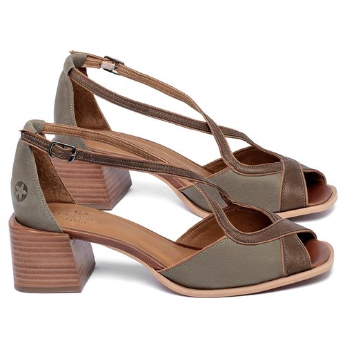 Sandália   Laranja Lima Shoes Classic Salto de 5 cm em Couro Musgo - Codigo - 3887