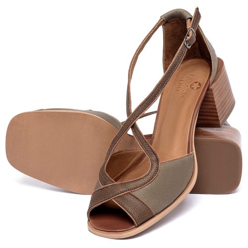 Sandália   Laranja Lima Shoes Classic Salto de 5 cm em Couro Musgo - Codigo - 3887