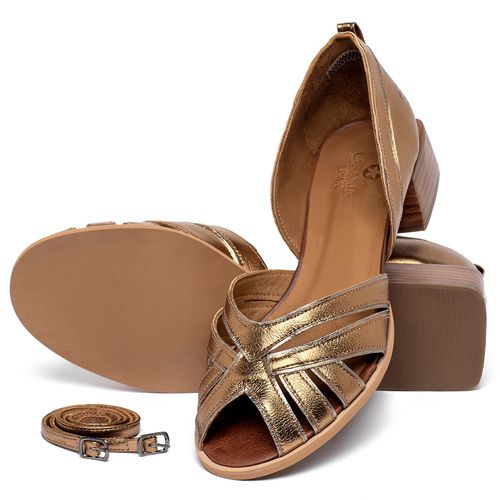 Sandália   Laranja Lima Shoes Classic Salto de 3 cm em Couro Metalizado - Codigo - 3949