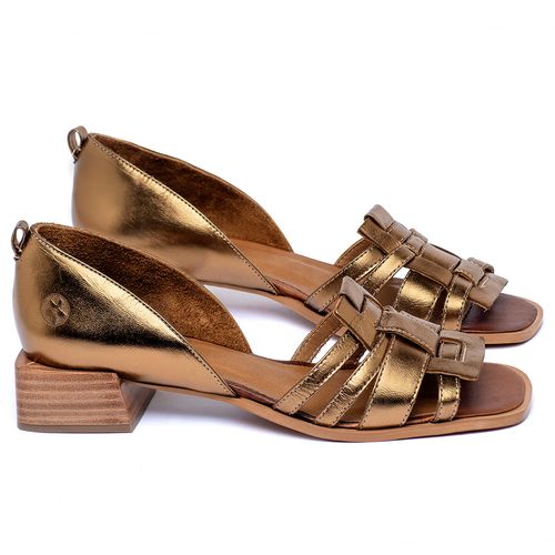Sandália   Laranja Lima Shoes Classic Salto de 3 cm em Couro Metalizado - Codigo - 3994