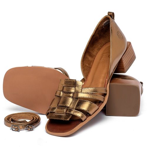 Sandália   Laranja Lima Shoes Classic Salto de 3 cm em Couro Metalizado - Codigo - 3994