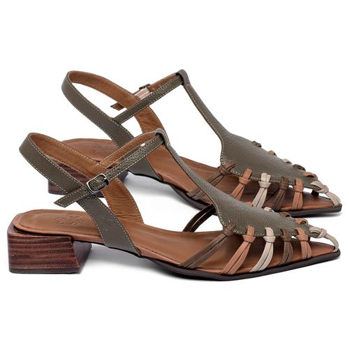 Sandália   Laranja Lima Shoes Classic Salto de 3 cm em Couro Musgo - Codigo - 157043