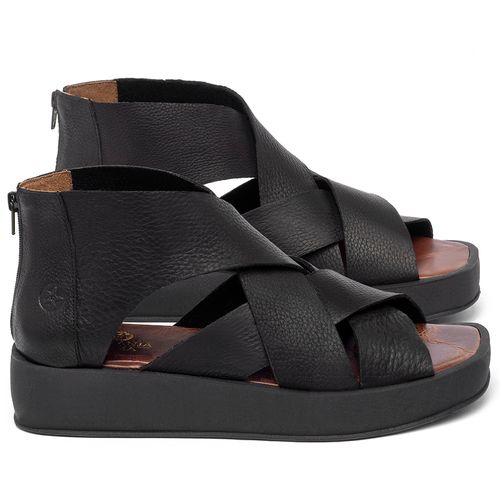 Sandália   Boho Salto de 4 cm em Couro Preto - Codigo - 3912