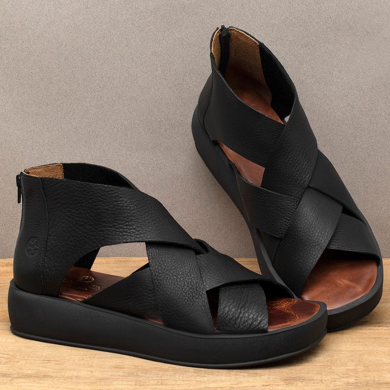 Laranja_Lima_Shoes_Sapatos_Femininos__-Sandalia---Boho-Salto-de-4-cm-em-Couro-Preto---Codigo---3912_3