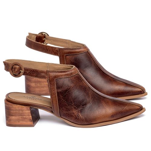 Scarpin   Bico Fino Salto de 5 cm em Couro Marrom - Codigo - 9621