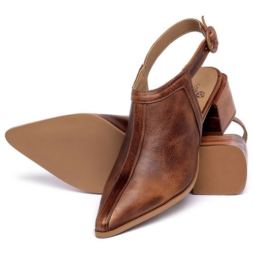 Scarpin   Bico Fino Salto de 5 cm em Couro Marrom - Codigo - 9621