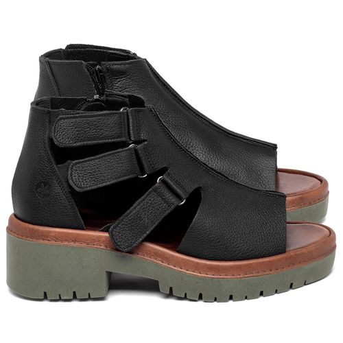 Sandália   Boho Salto de 5 cm em Couro Preto - Codigo - 153016