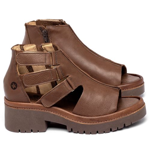 Sandália   Boho Salto de 5 cm em Couro Marrom - Codigo - 153016