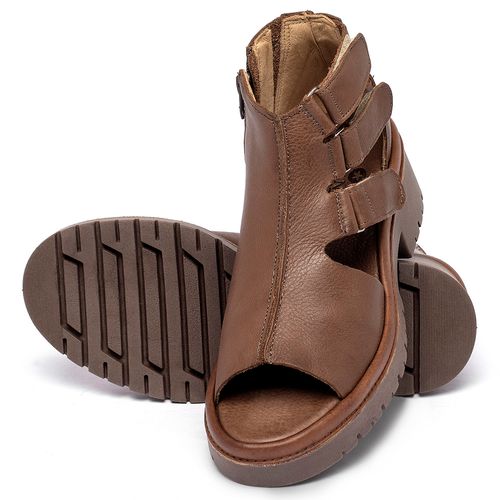 Sandália   Boho Salto de 5 cm em Couro Marrom - Codigo - 153016