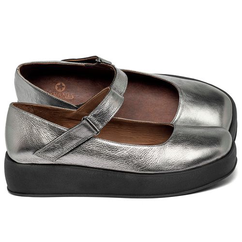 Sapatilha   Bico Quadrado Salto de 4 cm em Couro Metalizado - Codigo - 3975