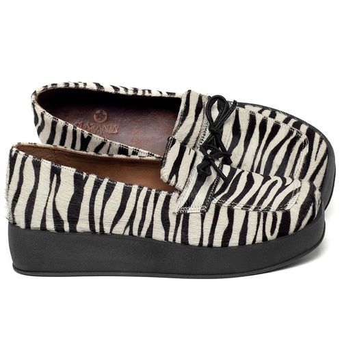 Mocassim Salto de 4 cm em Couro Zebra - Codigo - 3977