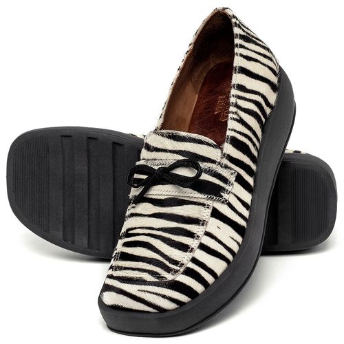 Mocassim Salto de 4 cm em Couro Zebra - Codigo - 3977