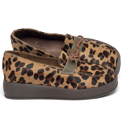 Mocassim Salto de 4 cm em Couro Onça - Codigo - 3977
