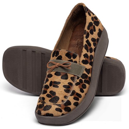Mocassim Salto de 4 cm em Couro Onça - Codigo - 3977