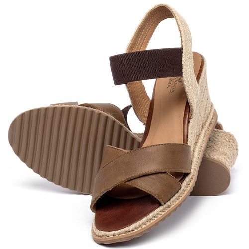 Anabela   Corda Salto de 7 cm em Couro Caramelo - Codigo - 9584