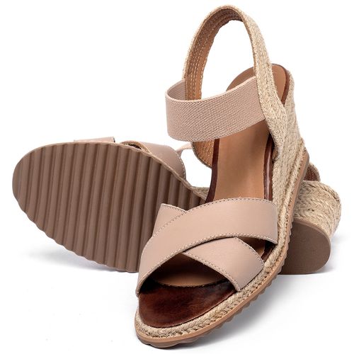 Anabela   Corda Salto de 7 cm em Couro Nude - Codigo - 9584