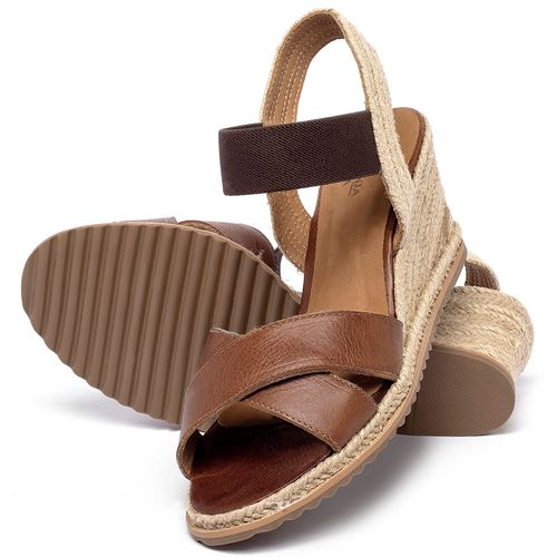 Anabela   Corda Salto de 7 cm em Couro Marrom - Codigo - 9584