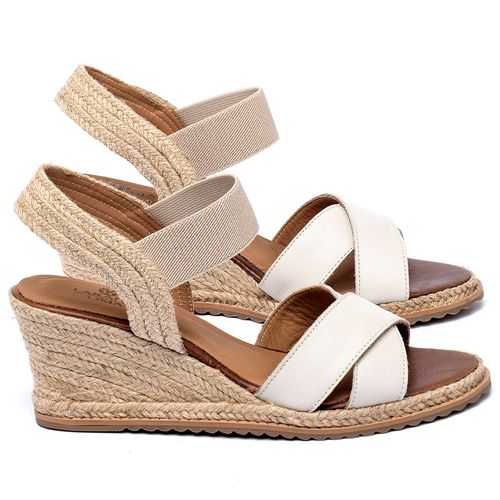 Anabela   Corda Salto de 7 cm em Couro Off-White - Codigo - 9584