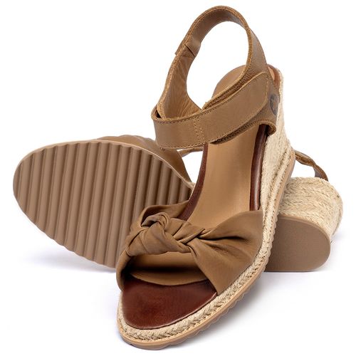 Anabela   Corda Salto de 7 cm em Couro Caramelo - Codigo - 9596