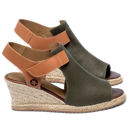 Anabela   Corda Salto de 7 cm em Couro Bicolor - Codigo - 9597
