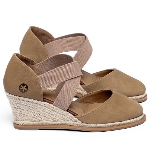 Anabela   Corda Salto de 7 cm em Couro Caramelo - Codigo - 9603