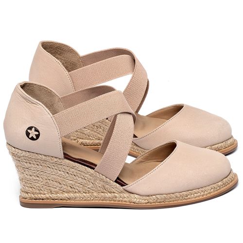 Anabela   Corda Salto de 7 cm em Couro Nude - Codigo - 9603