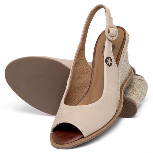 Anabela   Corda Salto de 7 cm em Couro Nude - Codigo - 9595