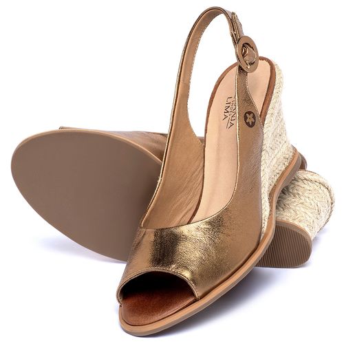 Anabela   Corda Salto de 7 cm em Couro Metalizado - Codigo - 9595