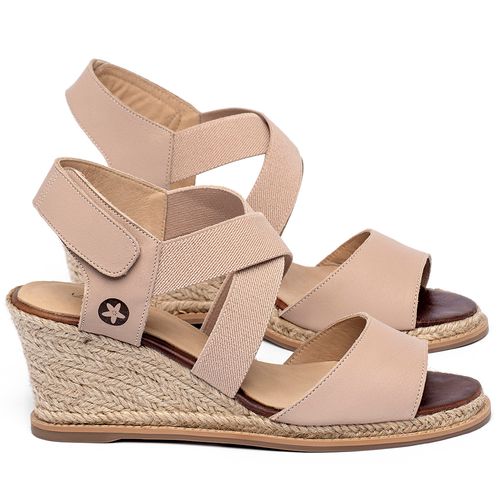 Anabela   Corda Salto de 7 cm em Couro Nude - Codigo - 9602