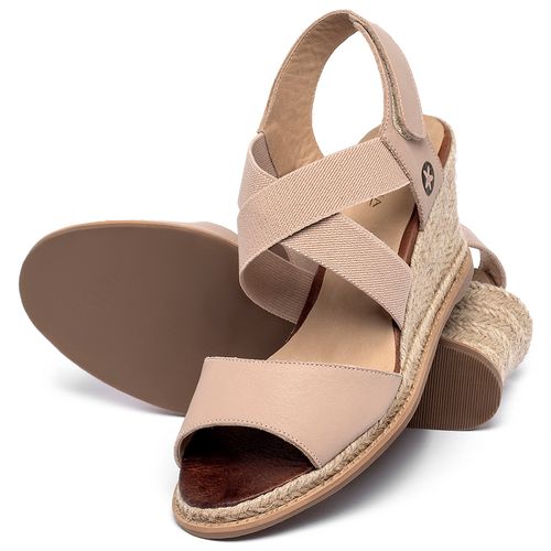 Anabela   Corda Salto de 7 cm em Couro Nude - Codigo - 9602
