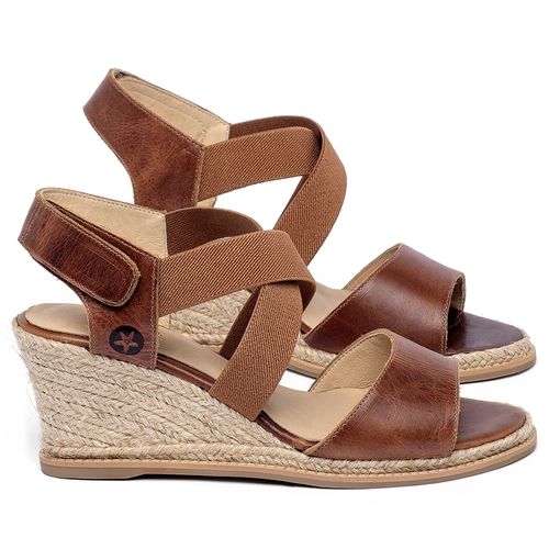 Anabela   Corda Salto de 7 cm em Couro Marrom - Codigo - 9602