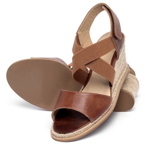 Anabela   Corda Salto de 7 cm em Couro Marrom - Codigo - 9602