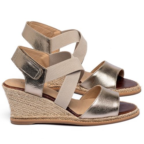 Anabela   Corda Salto de 7 cm em Couro Metalizado - Codigo - 9602