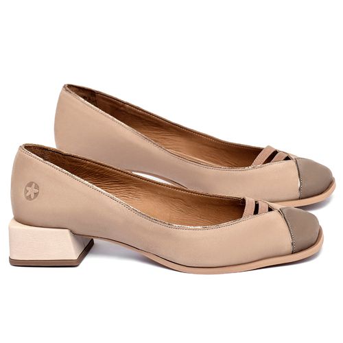 Scarpin   Bico Quadrado Salto de 4 cm em Couro Nude - Codigo - 157041