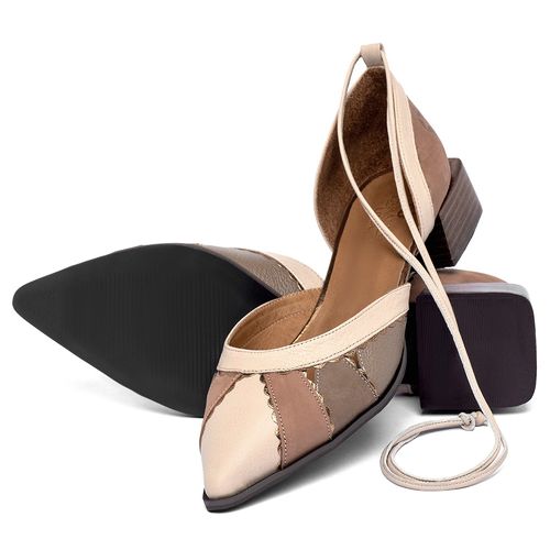 Scarpin   Bico Fino Salto de 4 cm em Couro Nude - Codigo - 157042