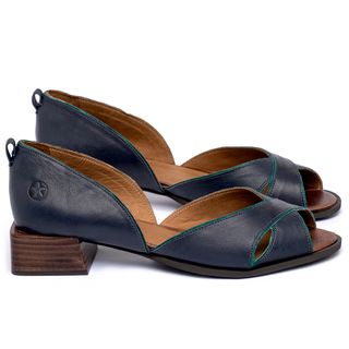 Sandália   Laranja Lima Shoes Classic Salto de 3 cm em Couro Azul - Codigo - 157045